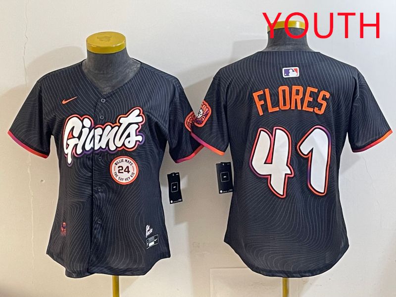 Youth San Francisco Giants #41 Flores Black Joint Name 2025 Nike MLB Jersey style 11